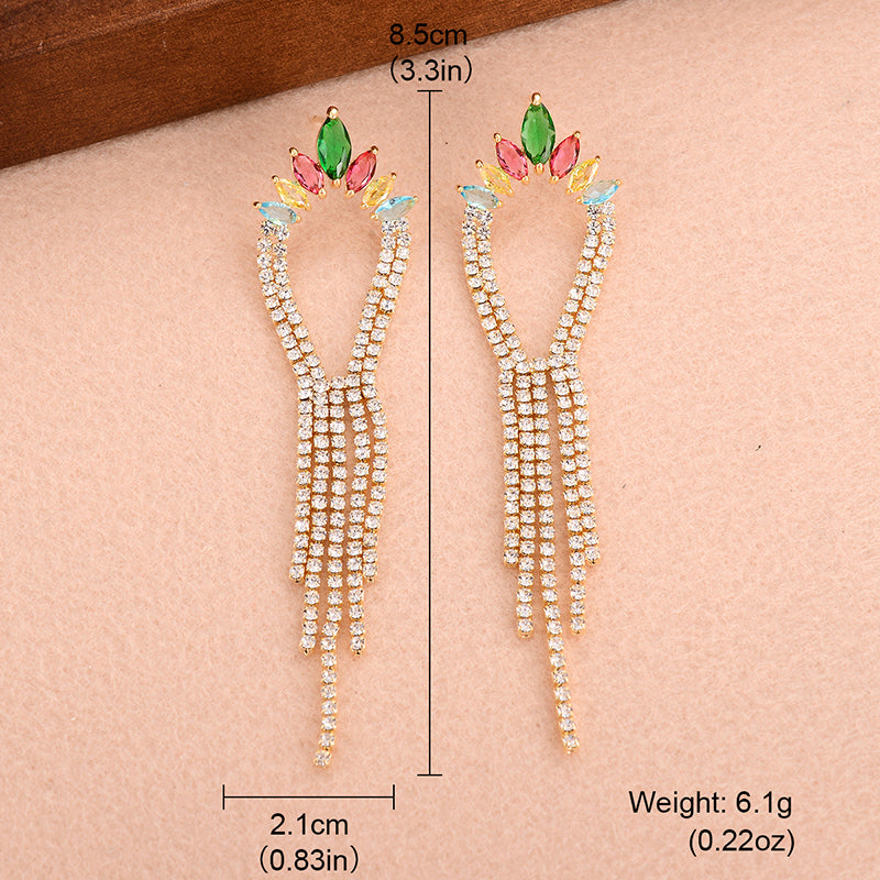 Wholesale Jewelry Sweet Tassel Alloy Zircon 14k Gold Plated Plating Inlay Drop Earrings