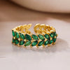 Vintage Style Simple Style Commute Leaf Copper Plating Inlay Zircon 18k Gold Plated Open Rings