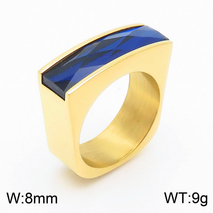 1 Piece Fashion Square Stainless Steel Plating Glass Rings