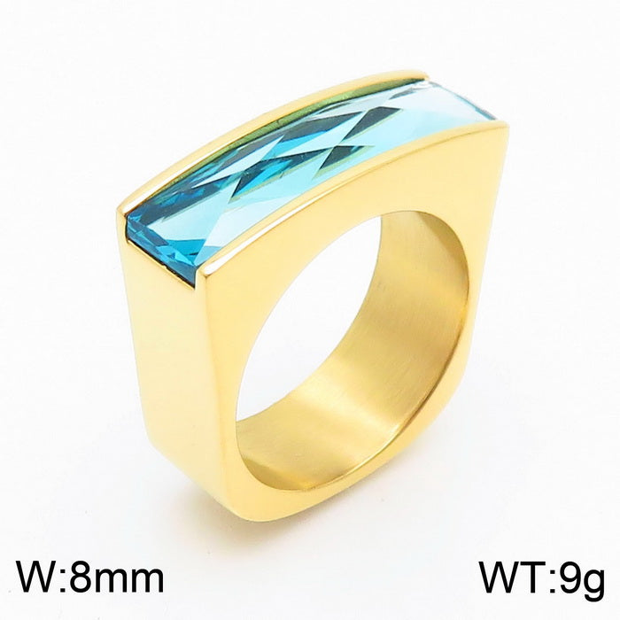 1 Piece Fashion Square Stainless Steel Plating Glass Rings