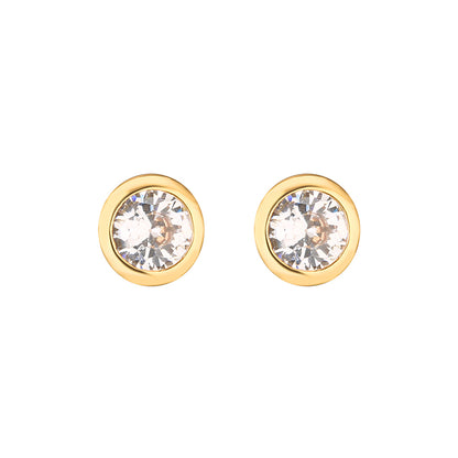 1 Pair Casual Elegant Simple Style Triangle Round Dots Heart Shape Plating Inlay Copper Zircon 18k Gold Plated Ear Studs