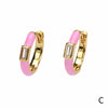 1 Pair Hip-hop Simple Style Circle Enamel Plating Inlay Copper Zircon 18k Gold Plated Hoop Earrings