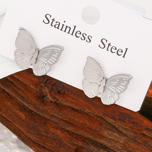 1 Pair Ig Style Elegant Sweet Butterfly Plating Stainless Steel 18k Gold Plated Ear Studs