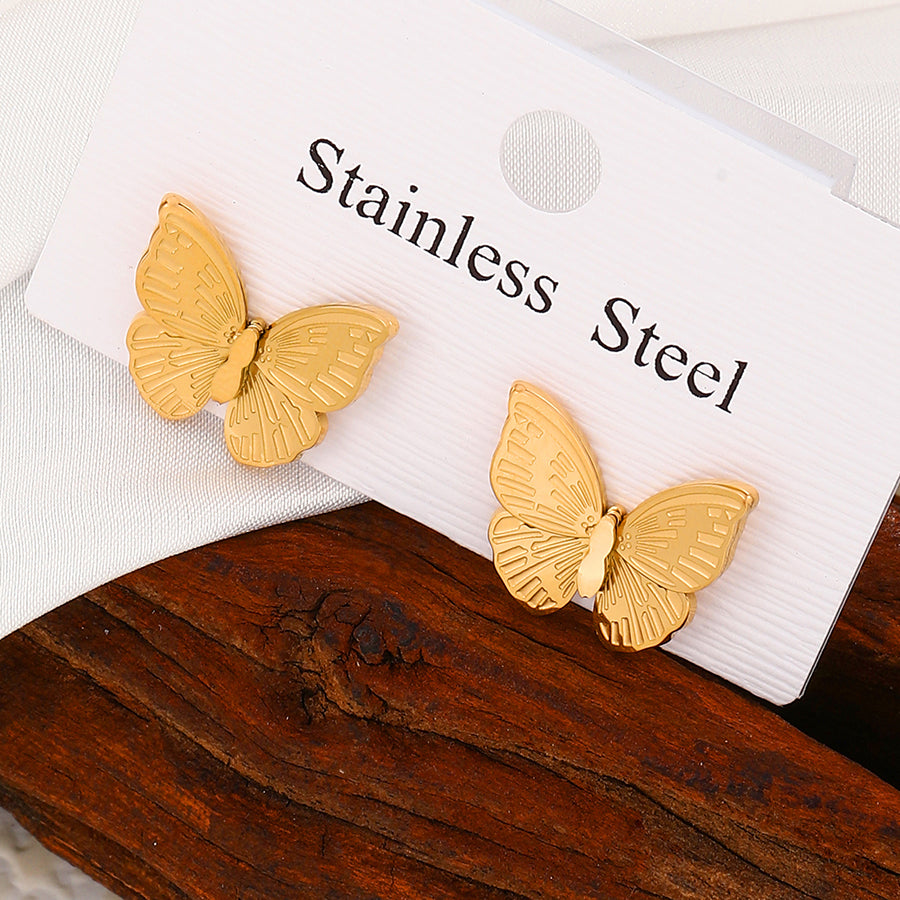 1 Pair Ig Style Elegant Sweet Butterfly Plating Stainless Steel 18k Gold Plated Ear Studs