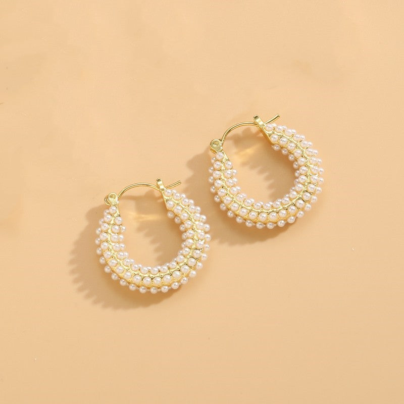 1 Pair Ig Style Geometric Pearl Plating Inlay Copper Pearl 14k Gold Plated Earrings