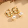 1 Pair Ig Style Geometric Pearl Plating Inlay Copper Pearl 14k Gold Plated Earrings