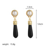 1 Pair Casual Simple Style Round Agate Plating Inlay Copper Pearl 18k Gold Plated Drop Earrings