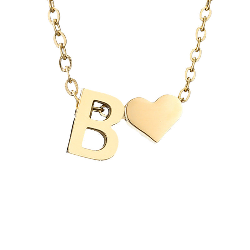 Fashion Jewelry Simple Heart-shaped Letter Women's Gold-plated Necklace Clavicle Chain Wholesale