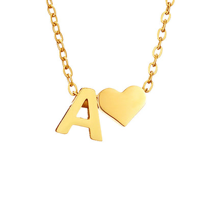 Fashion Jewelry Simple Heart-shaped Letter Women's Gold-plated Necklace Clavicle Chain Wholesale