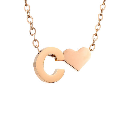 Fashion Jewelry Simple Heart-shaped Letter Women's Gold-plated Necklace Clavicle Chain Wholesale