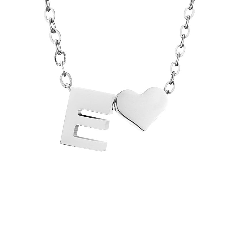 Fashion Jewelry Simple Heart-shaped Letter Women's Gold-plated Necklace Clavicle Chain Wholesale