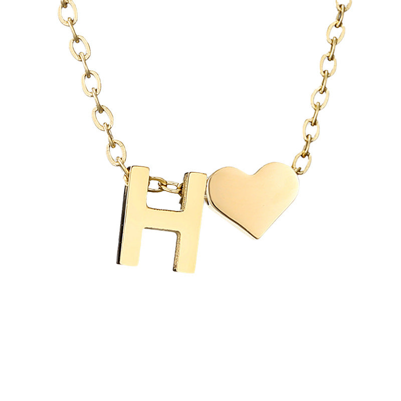 Fashion Jewelry Simple Heart-shaped Letter Women's Gold-plated Necklace Clavicle Chain Wholesale