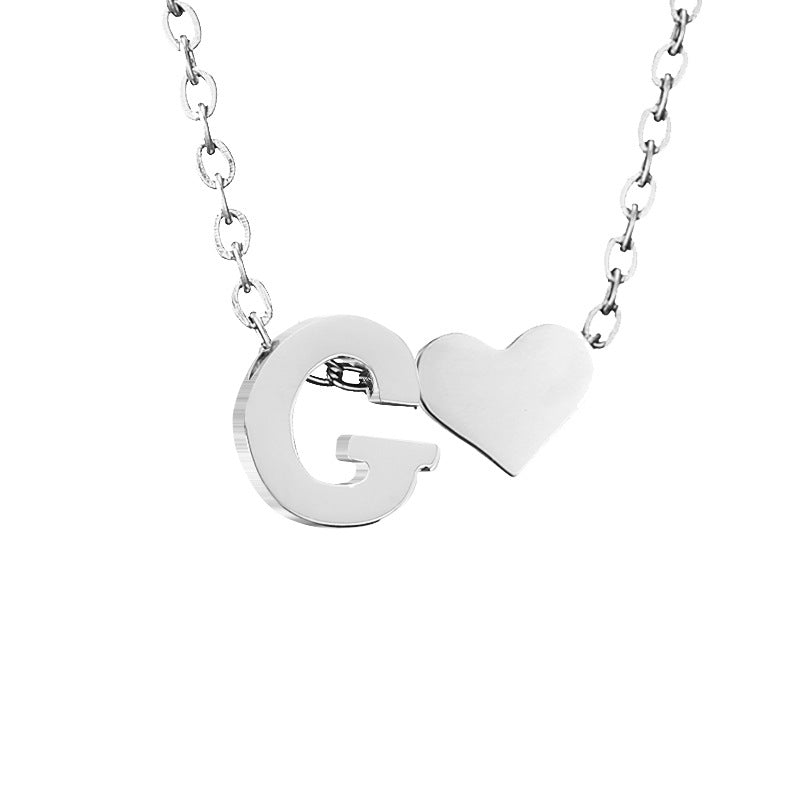 Fashion Jewelry Simple Heart-shaped Letter Women's Gold-plated Necklace Clavicle Chain Wholesale