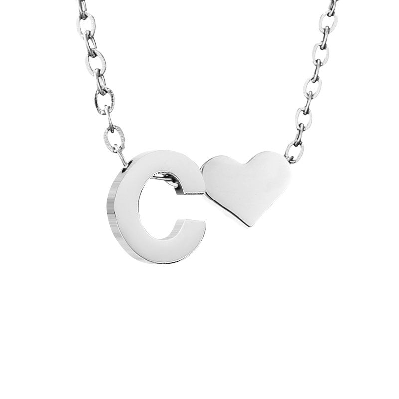 Fashion Jewelry Simple Heart-shaped Letter Women's Gold-plated Necklace Clavicle Chain Wholesale