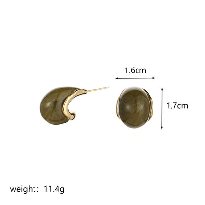 1 Pair Casual Simple Style Water Droplets Plating Inlay Copper Resin 18k Gold Plated Ear Studs