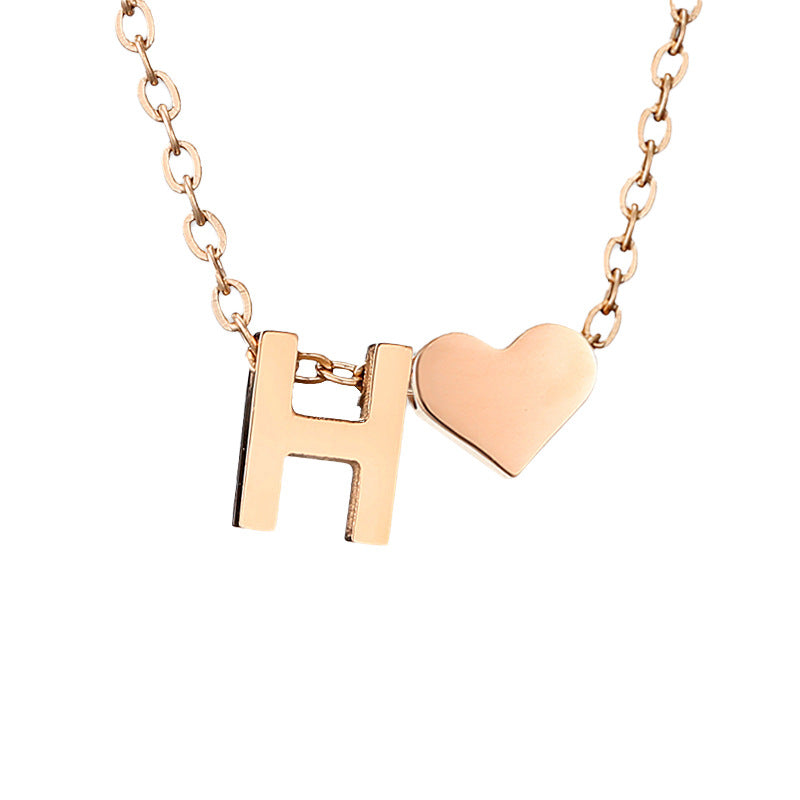 Fashion Jewelry Simple Heart-shaped Letter Women's Gold-plated Necklace Clavicle Chain Wholesale