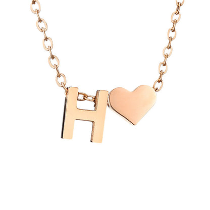 Fashion Jewelry Simple Heart-shaped Letter Women's Gold-plated Necklace Clavicle Chain Wholesale