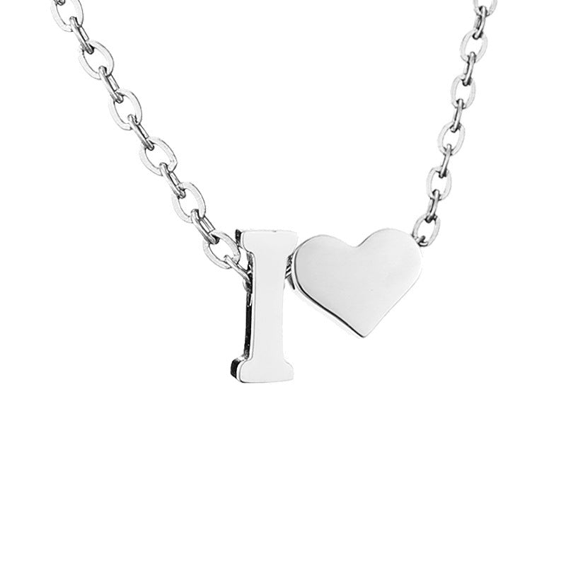 Fashion Jewelry Simple Heart-shaped Letter Women's Gold-plated Necklace Clavicle Chain Wholesale