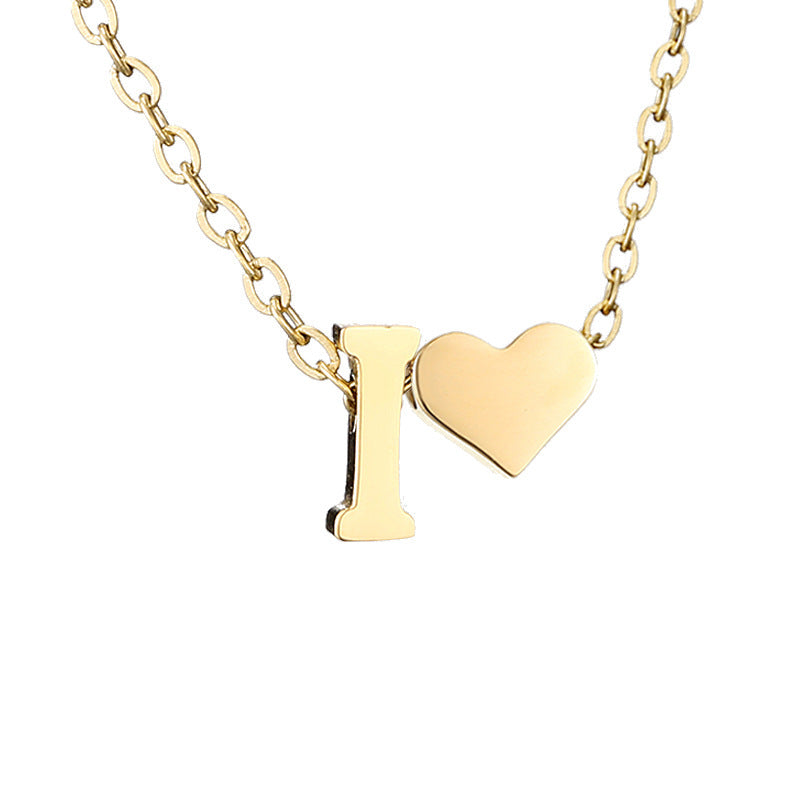 Fashion Jewelry Simple Heart-shaped Letter Women's Gold-plated Necklace Clavicle Chain Wholesale