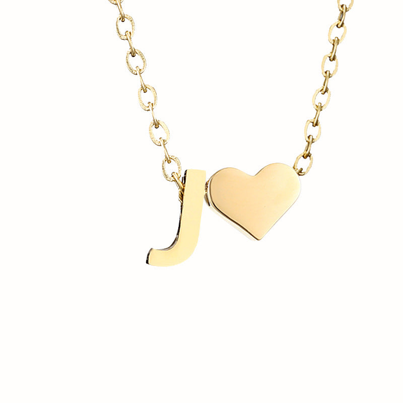 Fashion Jewelry Simple Heart-shaped Letter Women's Gold-plated Necklace Clavicle Chain Wholesale