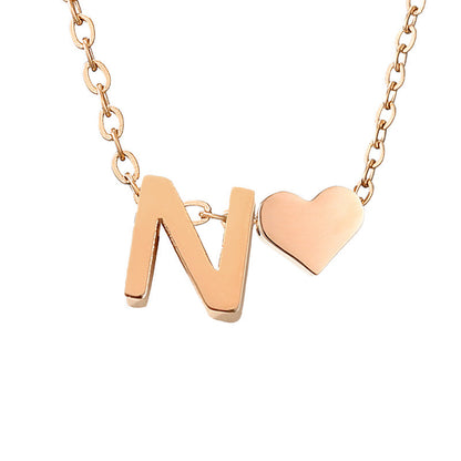 Fashion Jewelry Simple Heart-shaped Letter Women's Gold-plated Necklace Clavicle Chain Wholesale