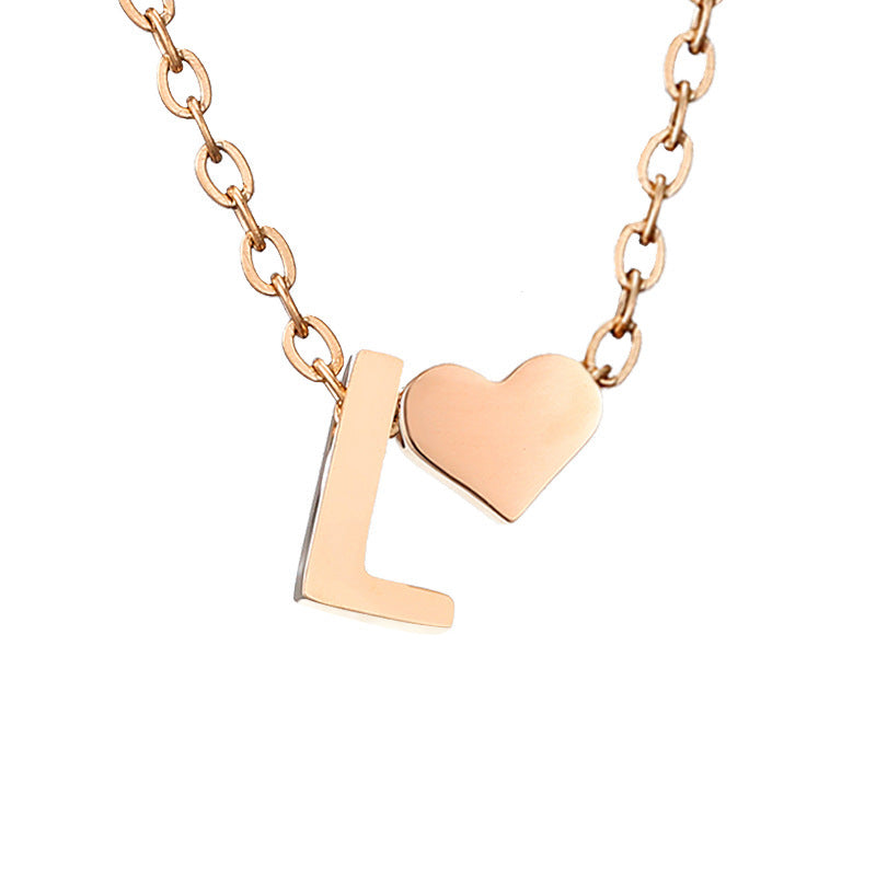 Fashion Jewelry Simple Heart-shaped Letter Women's Gold-plated Necklace Clavicle Chain Wholesale