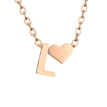 Fashion Jewelry Simple Heart-shaped Letter Women's Gold-plated Necklace Clavicle Chain Wholesale