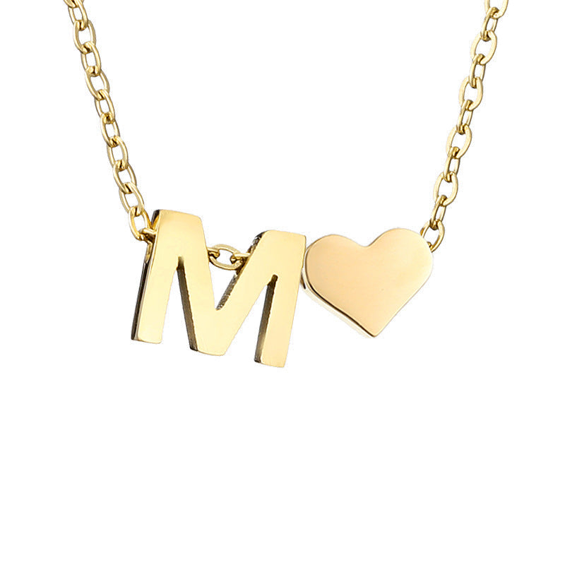 Fashion Jewelry Simple Heart-shaped Letter Women's Gold-plated Necklace Clavicle Chain Wholesale