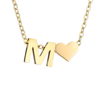 Fashion Jewelry Simple Heart-shaped Letter Women's Gold-plated Necklace Clavicle Chain Wholesale