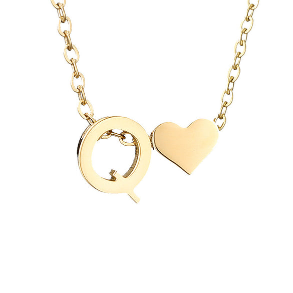 Fashion Jewelry Simple Heart-shaped Letter Women's Gold-plated Necklace Clavicle Chain Wholesale