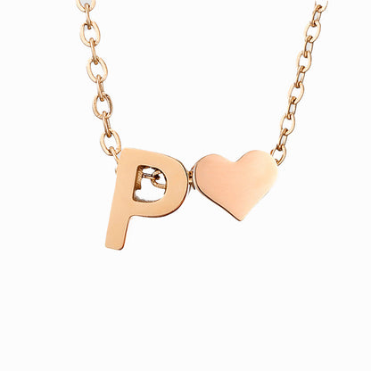 Fashion Jewelry Simple Heart-shaped Letter Women's Gold-plated Necklace Clavicle Chain Wholesale