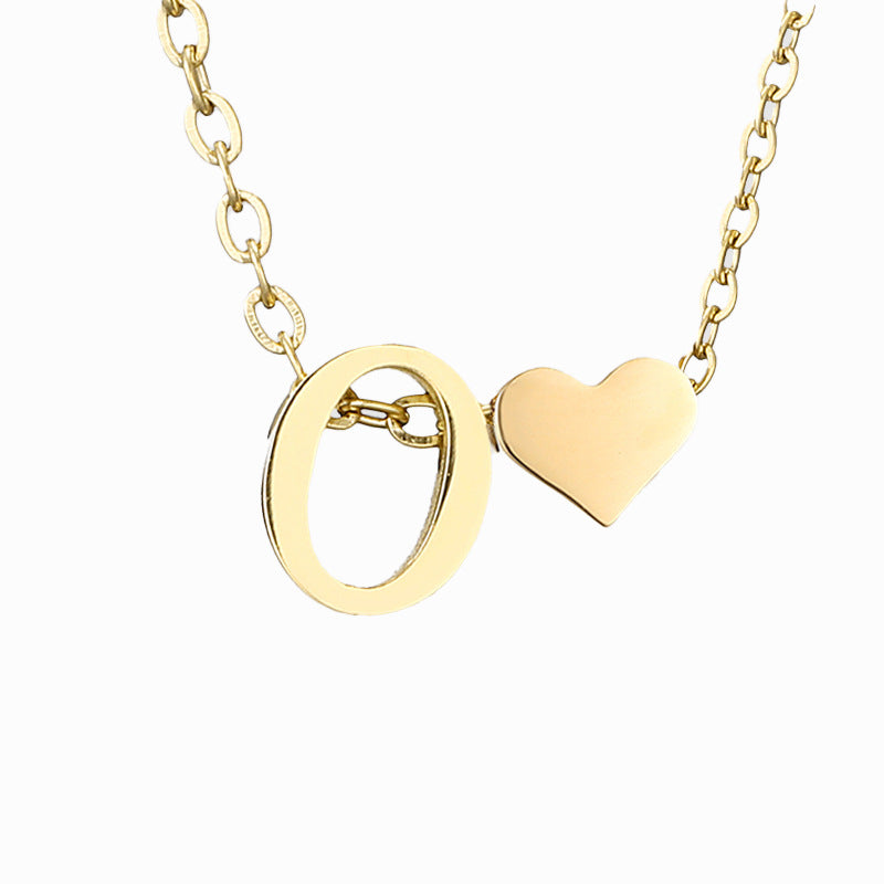 Fashion Jewelry Simple Heart-shaped Letter Women's Gold-plated Necklace Clavicle Chain Wholesale