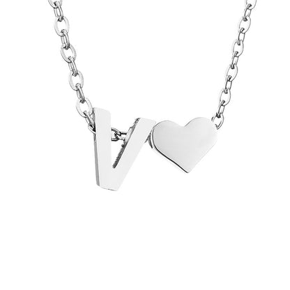 Fashion Jewelry Simple Heart-shaped Letter Women's Gold-plated Necklace Clavicle Chain Wholesale