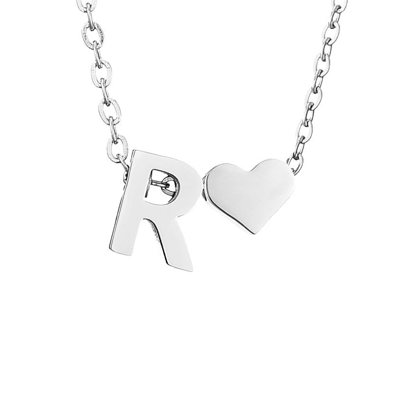 Fashion Jewelry Simple Heart-shaped Letter Women's Gold-plated Necklace Clavicle Chain Wholesale