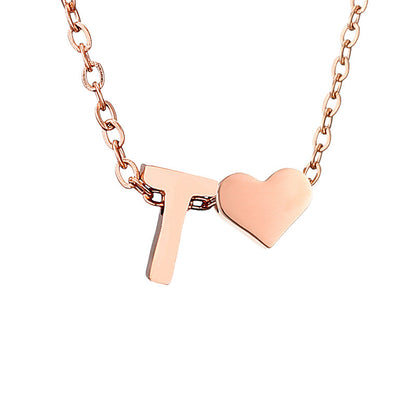 Fashion Jewelry Simple Heart-shaped Letter Women's Gold-plated Necklace Clavicle Chain Wholesale