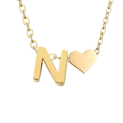 Fashion Jewelry Simple Heart-shaped Letter Women's Gold-plated Necklace Clavicle Chain Wholesale