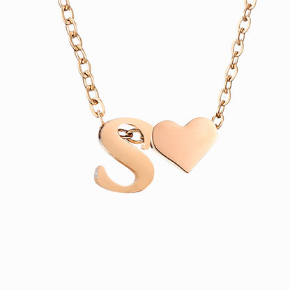 Fashion Jewelry Simple Heart-shaped Letter Women's Gold-plated Necklace Clavicle Chain Wholesale