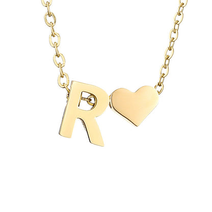 Fashion Jewelry Simple Heart-shaped Letter Women's Gold-plated Necklace Clavicle Chain Wholesale