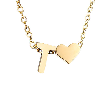 Fashion Jewelry Simple Heart-shaped Letter Women's Gold-plated Necklace Clavicle Chain Wholesale