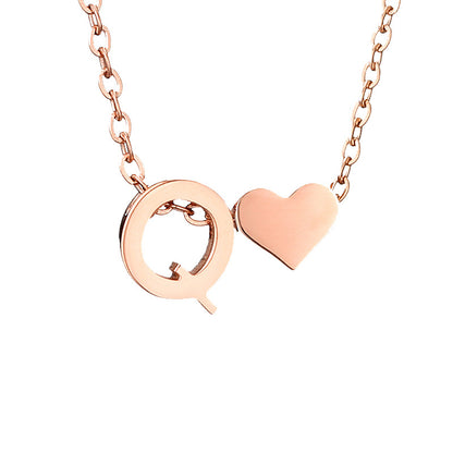 Fashion Jewelry Simple Heart-shaped Letter Women's Gold-plated Necklace Clavicle Chain Wholesale