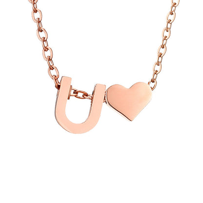 Fashion Jewelry Simple Heart-shaped Letter Women's Gold-plated Necklace Clavicle Chain Wholesale