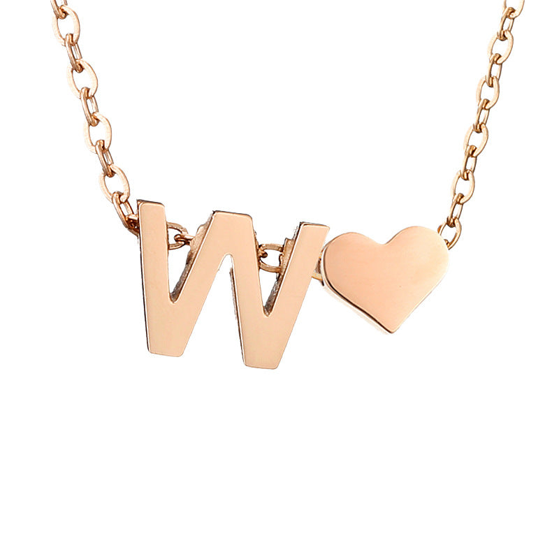 Fashion Jewelry Simple Heart-shaped Letter Women's Gold-plated Necklace Clavicle Chain Wholesale