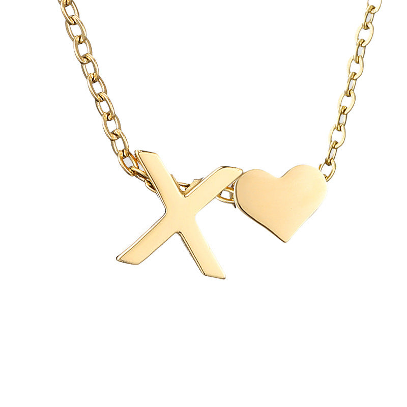 Fashion Jewelry Simple Heart-shaped Letter Women's Gold-plated Necklace Clavicle Chain Wholesale