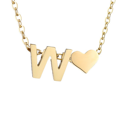 Fashion Jewelry Simple Heart-shaped Letter Women's Gold-plated Necklace Clavicle Chain Wholesale