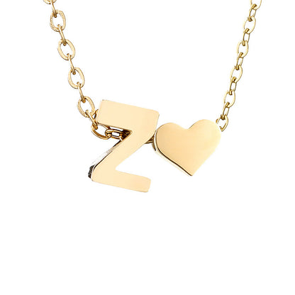 Fashion Jewelry Simple Heart-shaped Letter Women's Gold-plated Necklace Clavicle Chain Wholesale