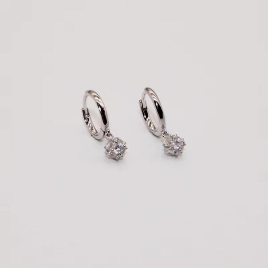 1 Pair Classic Style Ball Plating Inlay Sterling Silver Zircon Gold Plated Silver Plated Hoop Earrings