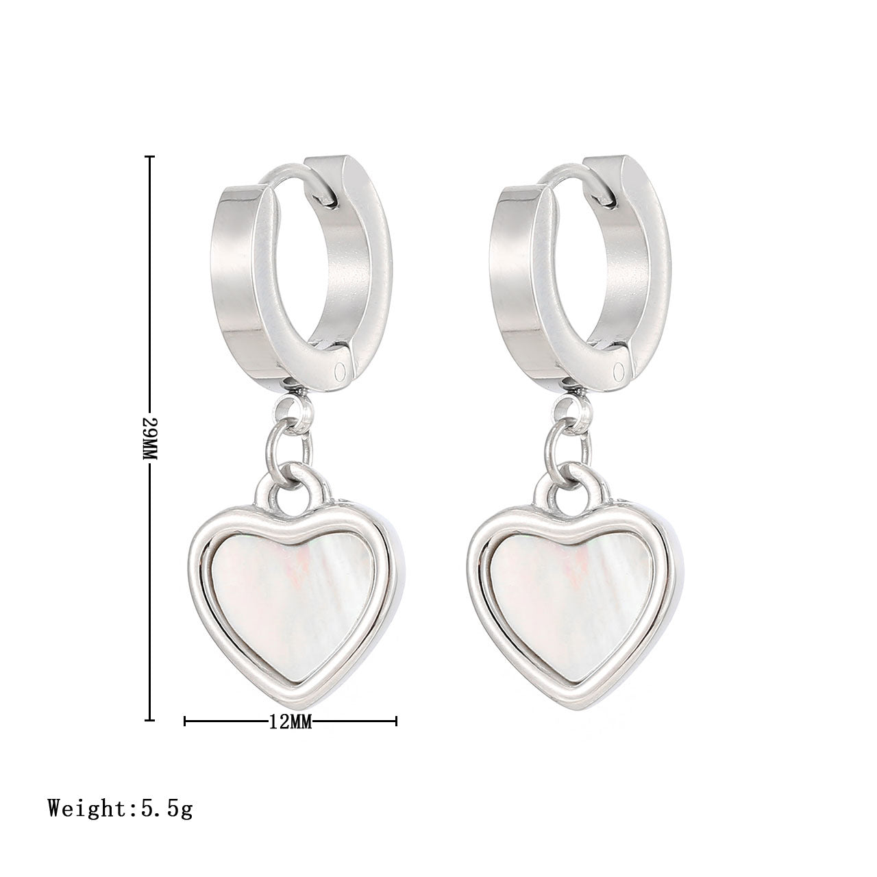 1 Pair Classic Style Heart Shape Plating Stainless Steel White Gold Plated Gold Plated Earrings