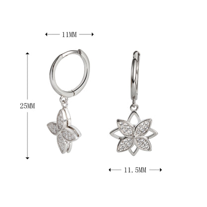 1 Pair Simple Style Flower Inlay Sterling Silver Zircon Drop Earrings