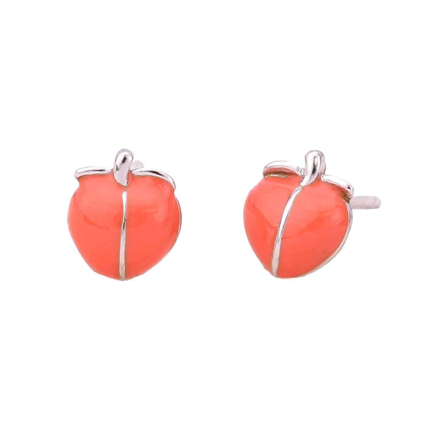 1 Pair Simple Style Peach Epoxy Sterling Silver Ear Studs