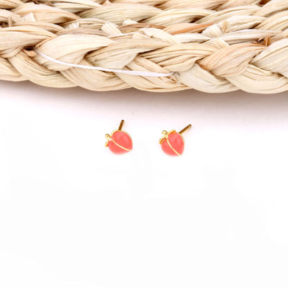 1 Pair Simple Style Peach Epoxy Sterling Silver Ear Studs